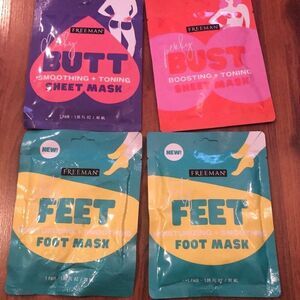 NEW Freeman 4 piece sheet masks, cheeky butt perky bust feet foot masks